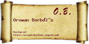 Orowan Borbás névjegykártya